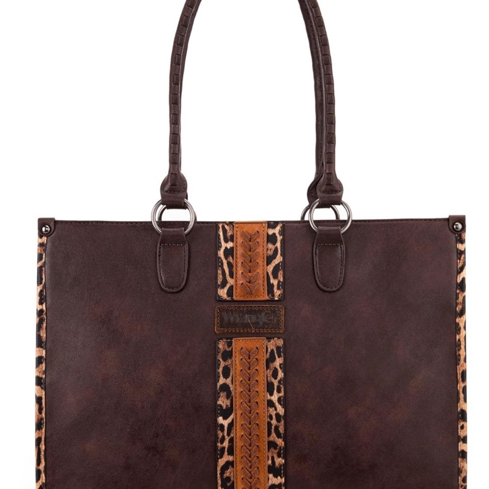 Wrangler Large Western Tote Bag with Leopard Accents